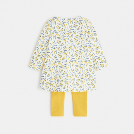Obaibi Robe effet pointelle mimosa et legging jaune bΓ©bΓ© fille