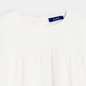 Okaidi Μπλούζα βαμβακερή με «σφηκοφωλιά» λευκή για κορίτσια