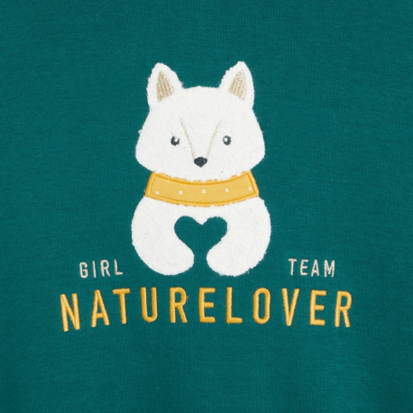 Okaidi Φούτερ πουλόβερ πράσινο με κουκούλα και μήνυμα για κορίτσια