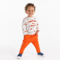Obaibi Φούτερ και φόρμα παντελόνι σετ φλις πορτοκαλί για μωρά αγόρια