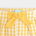 Obaibi Short tissu gaufre a carreaux jaune bebe fille