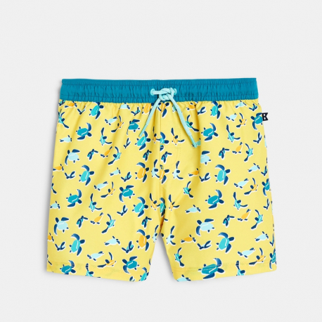 Okaidi Short de bain imprime jaune garcon