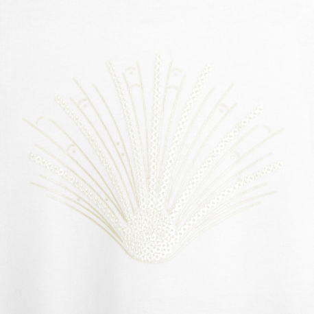 Okaidi T-shirt manches plissees motif sequin blanc fille