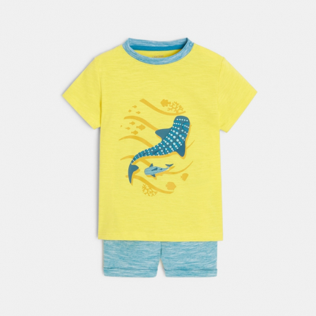 Obaibi T-shirt requins et short micro-rayures bleu bΓ©bΓ© garΓ§on