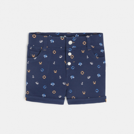 Obaibi Short maille piquΓ©e univers marin bleu bΓ©bΓ© garΓ§on