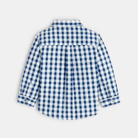 Obaibi Chemise coton fantaisie a carreaux bleue bebe garcon