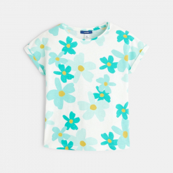Okaidi T-shirt grandes fleurs vert fille