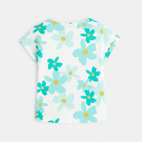 Okaidi T-shirt grandes fleurs vert fille
