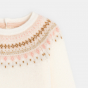 Obaibi Pull maille tricot jacquard rose bebe fille