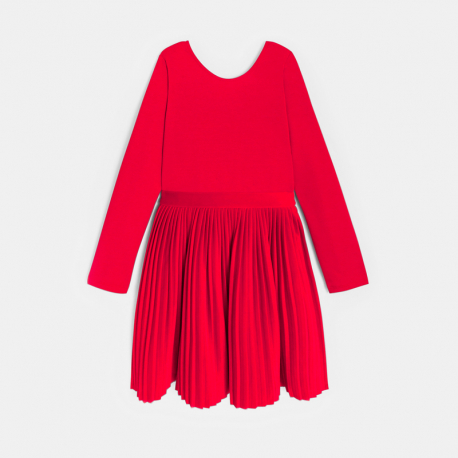 Okaidi Κομψό κόκκινο πλισέ φόρεμα για κορίτσια