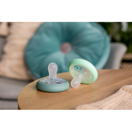 Πιπίλες νύχτας Tommee Tippee Night Time 0-6M Πράσινο, σετ των 2