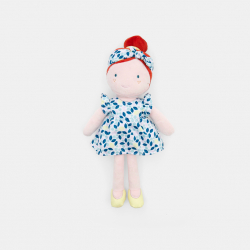 Obaibi Κούκλα μαλακή από βελουτέ ύφασμα και φόρεμα με σχέδια λεμόνια για μωρά κοριτσάκι