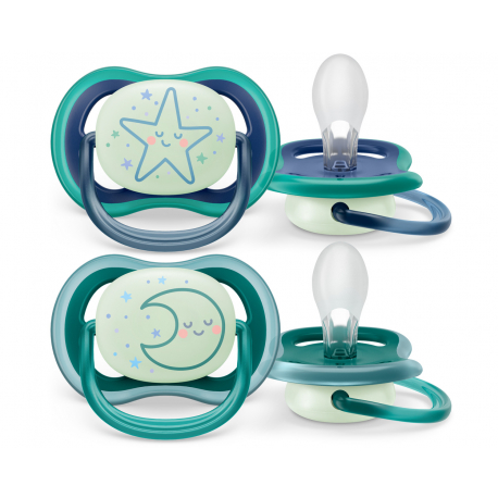 Πιπίλες νυκτός Philips Avent Ultra Air Night 6-18m Boy, σετ των 2 - SCF376/13