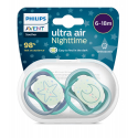 Πιπίλες νυκτός Philips Avent Ultra Air Night 6-18m Boy, σετ των 2 - SCF376/13