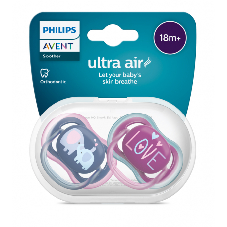 Πιπίλες Philips Avent Ultra Air 18M+ Girl, σετ των 2 - SCF349/22