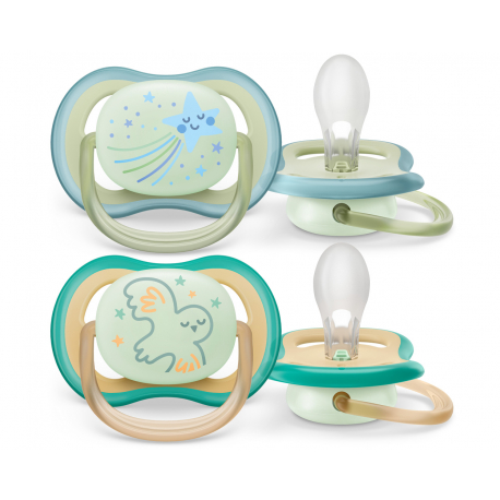 Πιπίλες νυκτός Philips Avent Ultra Air Night 0-6m Boy, σετ των 2 - SCF376/18