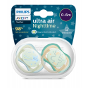 Πιπίλες νυκτός Philips Avent Ultra Air Night 0-6m Boy, σετ των 2 - SCF376/18