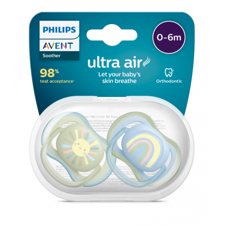 Πιπίλες Philips Avent Ultra Air 0-6m Boy, σετ των 2 - SCF085/58