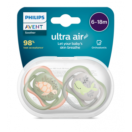 Πιπίλες Philips Avent Ultra Air 6-18m Boy, σετ των 2 - SCF085/60