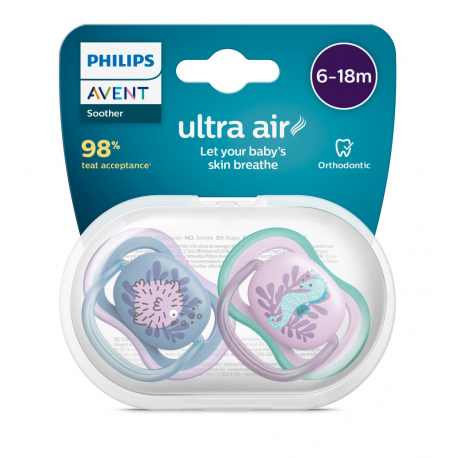 Πιπίλες Philips Avent Ultra Air 6-18m Girl, σετ των 2 - SCF085/61