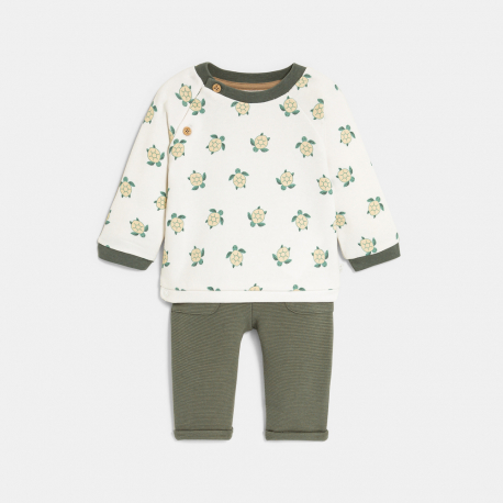 Obaibi Baby boy&#039;s green turtle sweatshirt and trousers