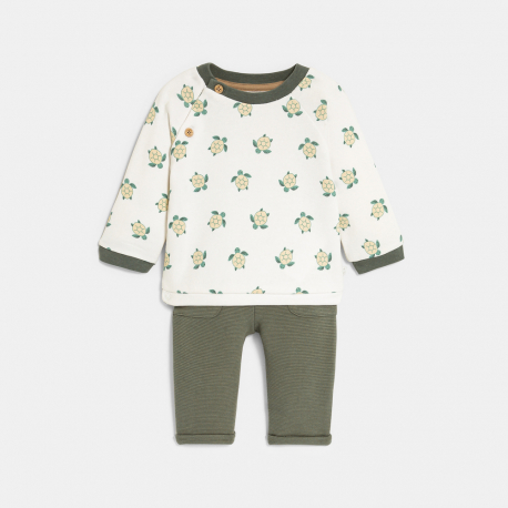 Obaibi Sweat tortue et pantalon vert bebe garcon