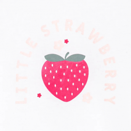 Okaidi Πυτζάμα καλοκαιρινή 2 τεμαχίων με μοτίφ φράουλα, λευκή για κοριτσάκια