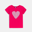 Okaidi Μπλούζα κοντομάνικη με μοτίφ καρδιά πράσινη για κορίτσια