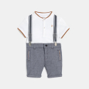 Obaibi Obaibi Short a bretelles et polo blanc bebe garcon