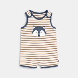 Obaibi Baby boy's brown striped romper suit with straps