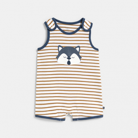 Obaibi Baby boy&#039;s brown striped romper suit with straps