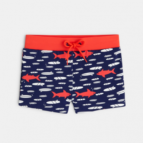 Okaidi Boy&#039;s blue shark motif swimming trunks