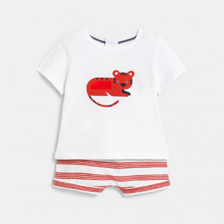 Obaibi Pyjama court tigre rouge bebe garcon
