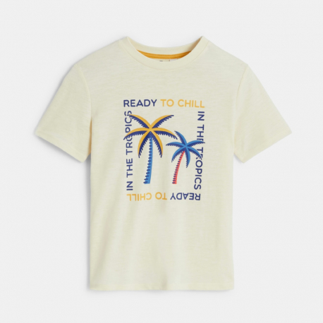 Okaidi Boy&#039;s short-sleeve T-shirt with palm tree design