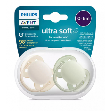 Πιπίλες Philips Avent Ultra Soft 0-6m Boy, σετ των 2 - SCF091/05