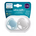 Πιπίλες Philips Avent Ultra Soft 6-18m Boy, σετ των 2 - SCF091/17