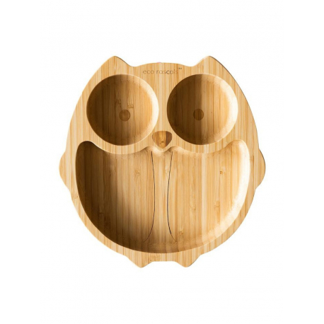 Πιάτο μπαμπού με 3 χωρίσματα Eco Rascals Owl - Blue