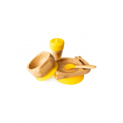 Σετ πιάτο, μπολ & ποτήρι Eco Rascals Snail - Yellow