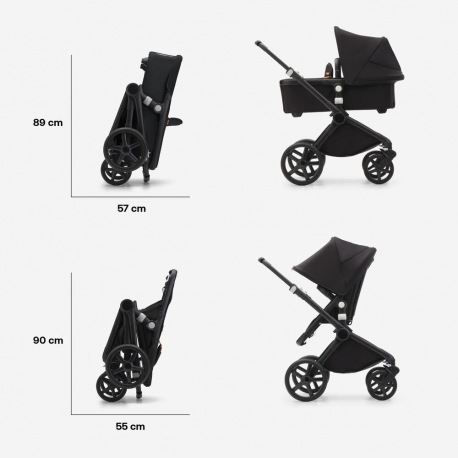 Καρότσι και port-bebe Bugaboo Fox Cub Complete Black - Desert Beige