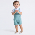 Obaibi Baby boy's green short dungarees and white pique polo shirt