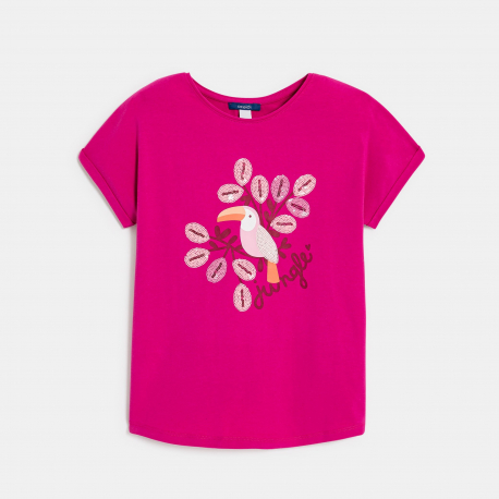 Okaidi Girls&#039; pink toucan motif T-shirt