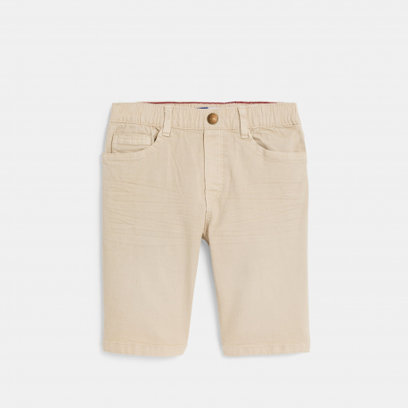 Okaidi Boy&#039;s plain beige canvas Bermuda shorts