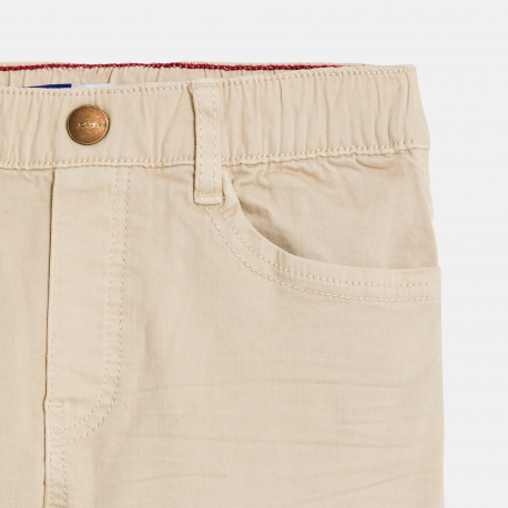 Okaidi Boy&#039;s plain beige canvas Bermuda shorts