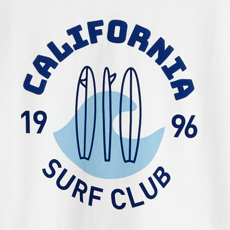 Okaidi T-shirt manches courtes surf club blanc Garcon