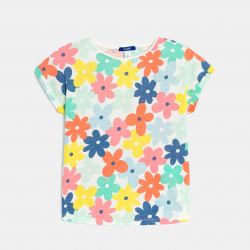 Okaidi Girl's multicoloured, floral, short-sleeve T-shirt