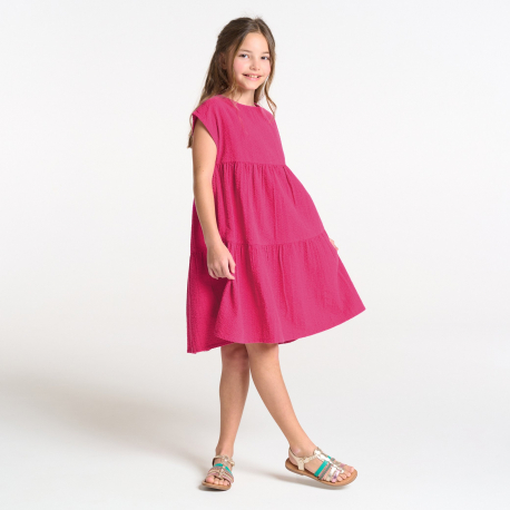 Okaidi Girl&#039;s plain pink babydoll dress