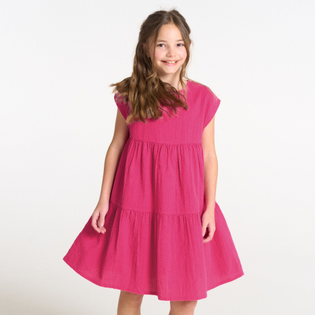 Okaidi Girl&#039;s plain pink babydoll dress