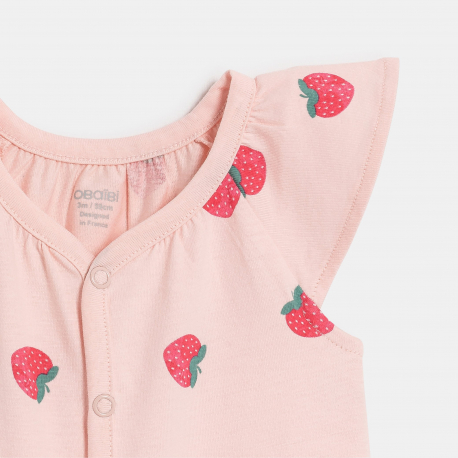 Obaibi Baby girl&#039;s pink strawberry playsuit
