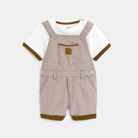 Obaibi Baby boy&#039;s brown striped overalls and T-shirt