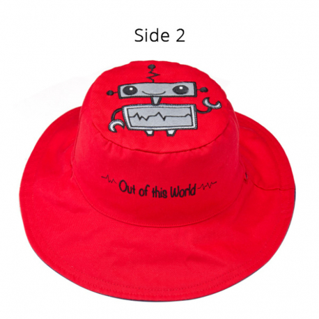 Καπέλο διπλής όψης βαμβακερό FlapJackKids Spaceship/Robot 2-4 ετών